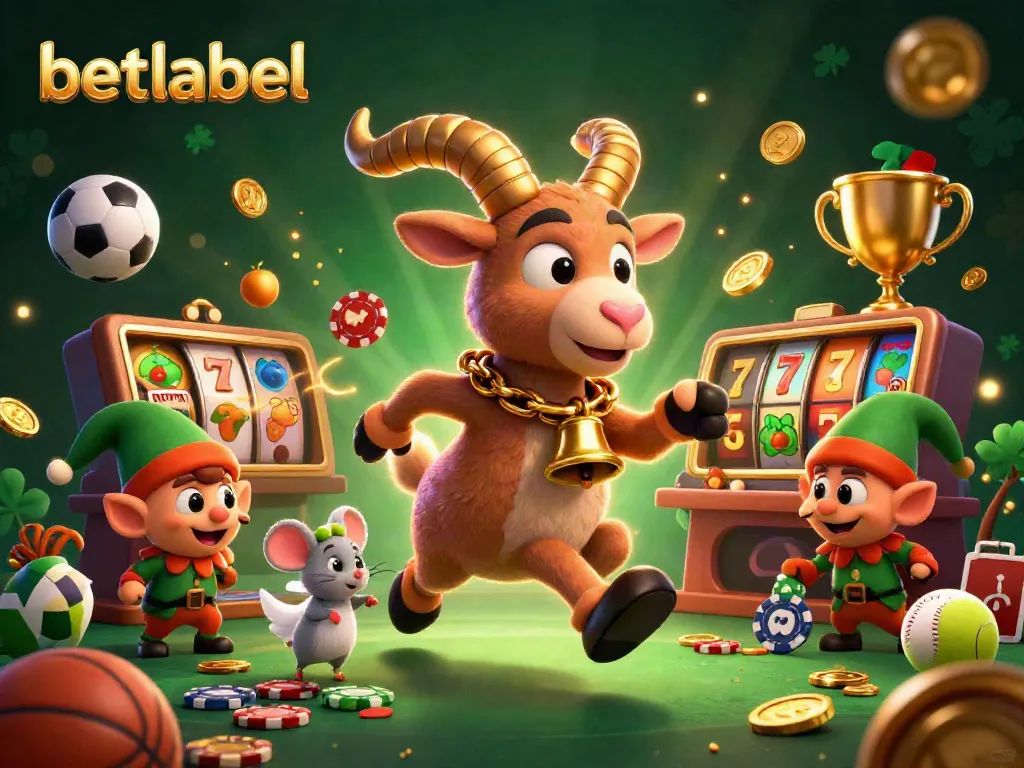 Experience the excitement of Betlabel Casino with festive characters amidst dynamic gaming elements.